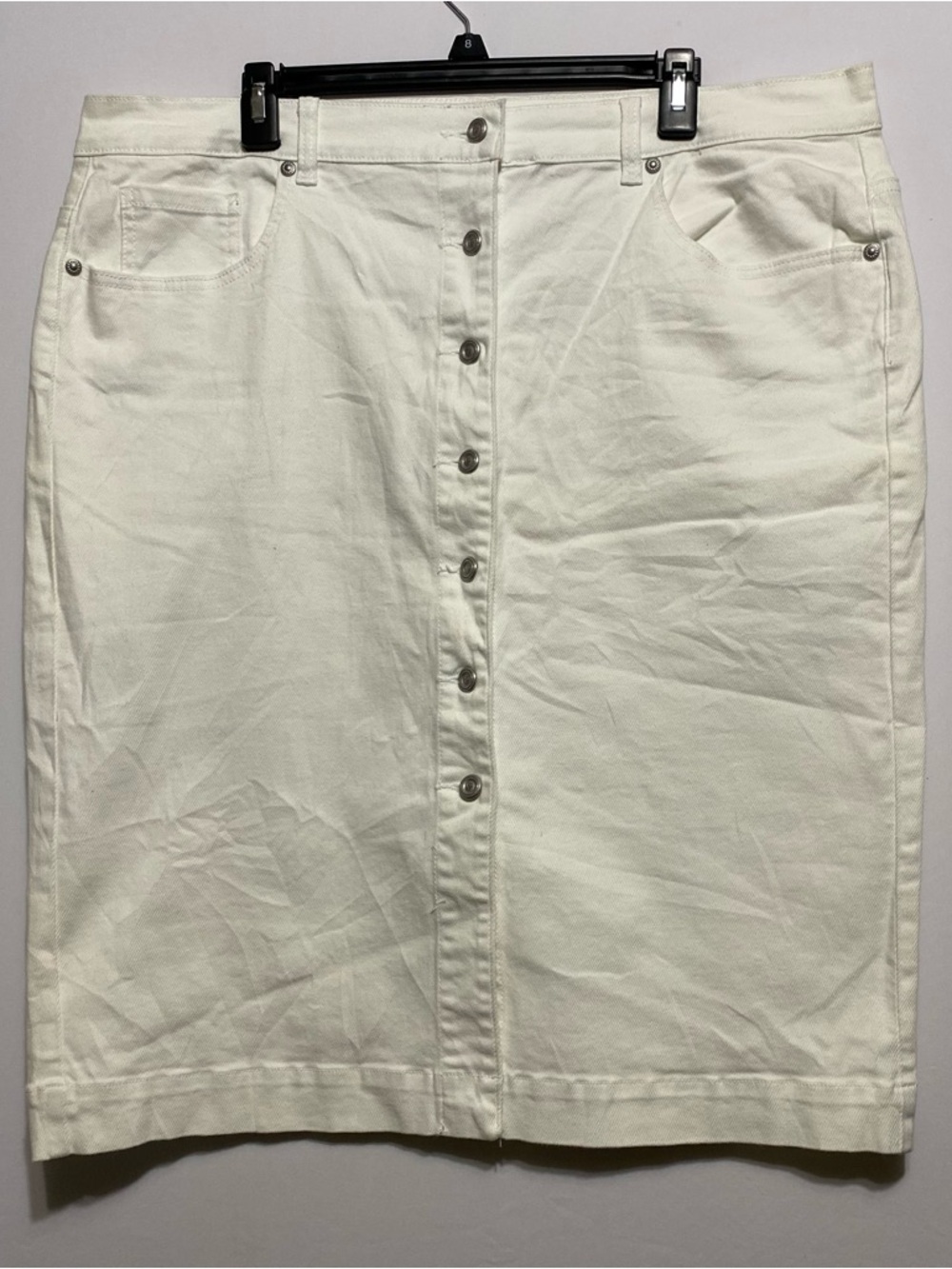 DG2 A-Line White Midi Skirt Sz 1X Button Front Stretch Pockets